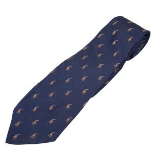 Polo Ralph Lauren Navy Silk Necktie All-Over Polo Pony Logo Made by Hand Germany